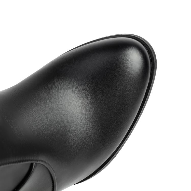 Boots Mid-Calf Heel Chunky Buckled