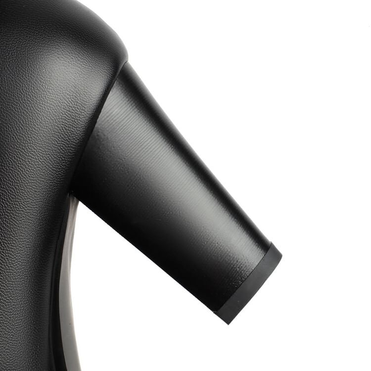 Boots Mid-Calf Heel Chunky Buckled