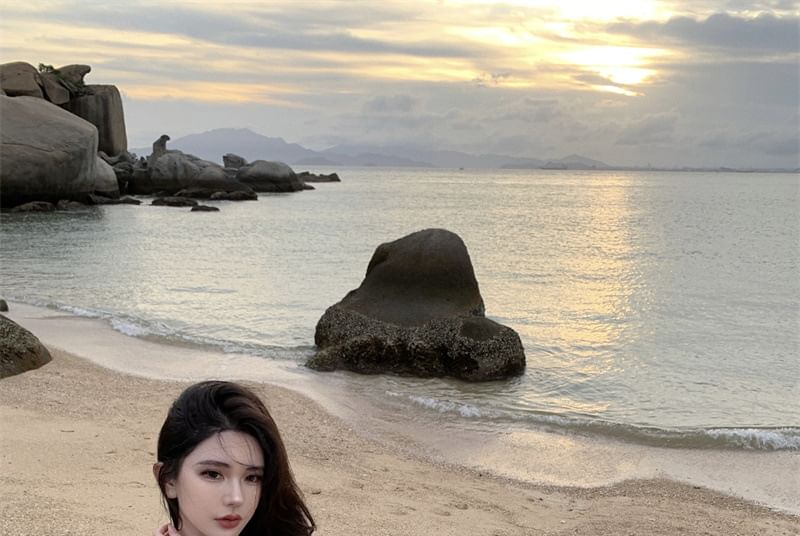 Halter Side-Slit Floral Midi Sundress Ruffle