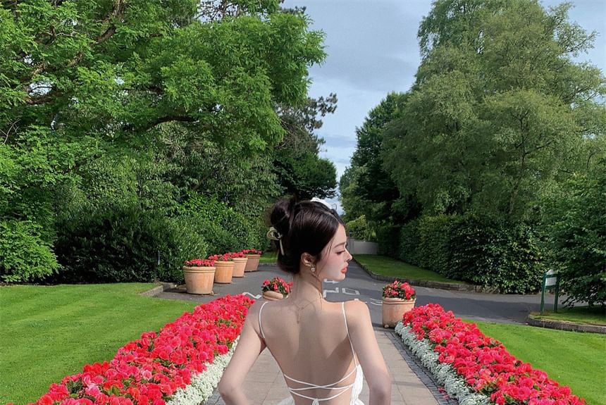 Maxi Spaghetti Sundress Strap Plain