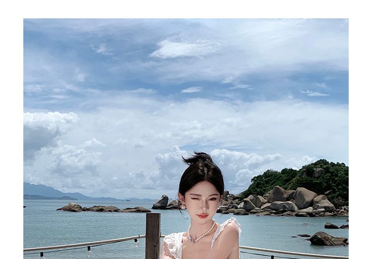 Open Back Dress Maxi Lace Sleeveless A-Line Trim Plain