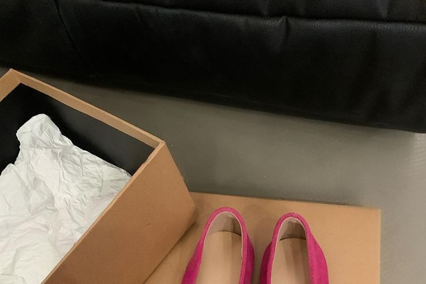 Suede Accent Plain Flats Faux Bow