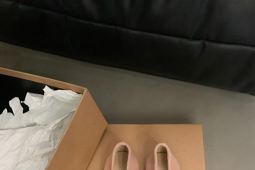 Suede Accent Plain Flats Faux Bow