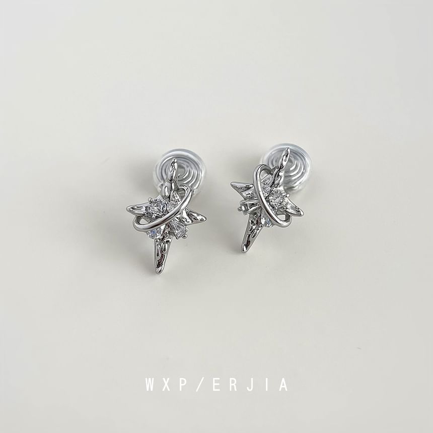 Earring Rhinestone On Clip Star