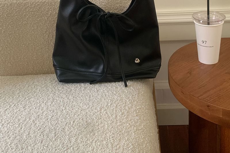 Tote Panel Applique Bow Bag Heart Tie-Up