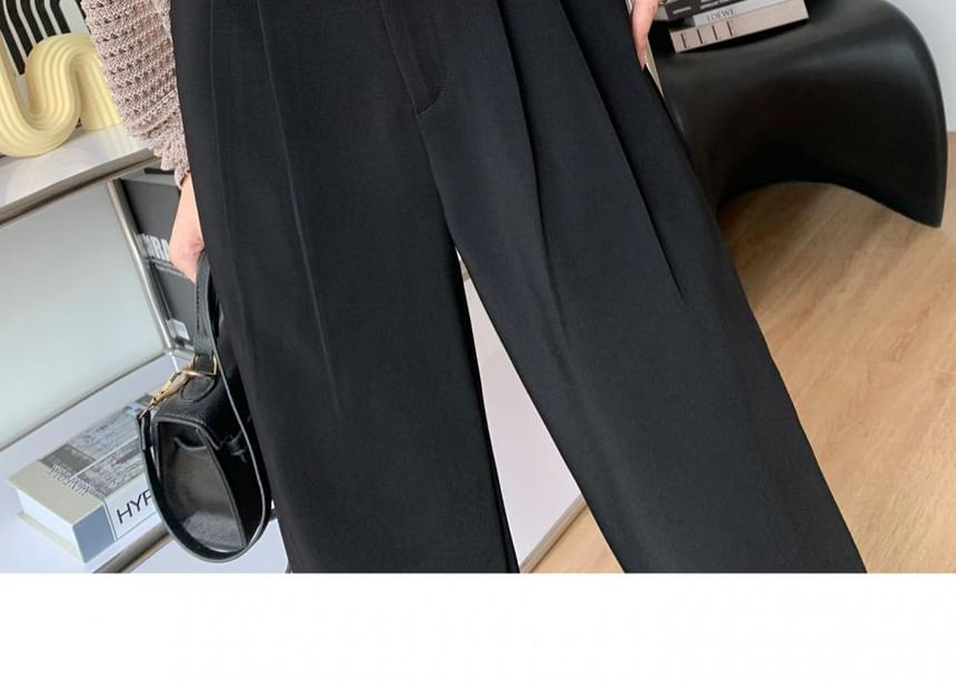 Pants High Leg Pleated Wide Waist Suit Striped