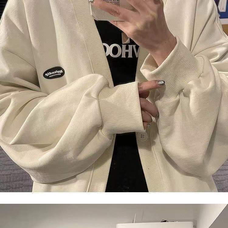 V-Neck Button Plain Jacket