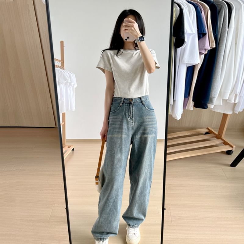 Crew T-Shirt Short-Sleeve Neck Plain