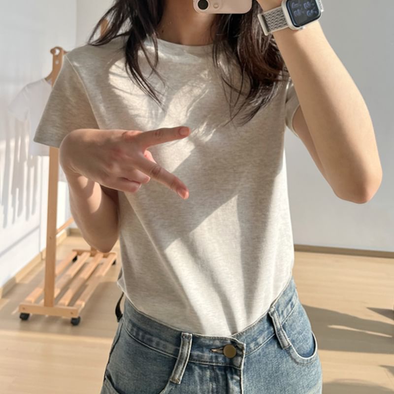 Crew T-Shirt Short-Sleeve Neck Plain