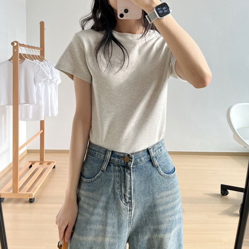 Crew T-Shirt Short-Sleeve Neck Plain