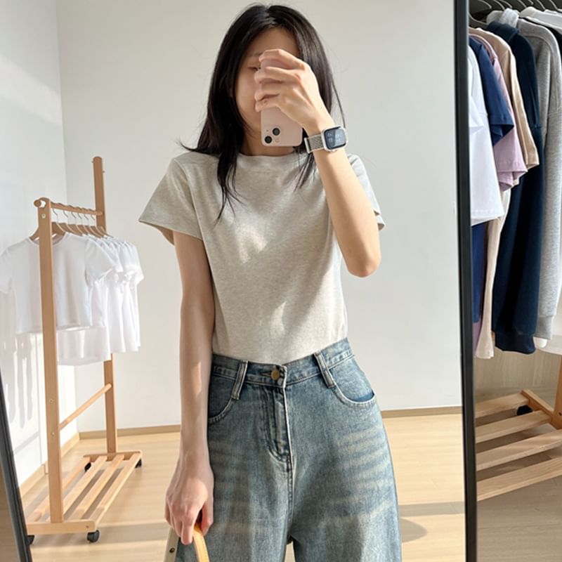 Crew T-Shirt Short-Sleeve Neck Plain