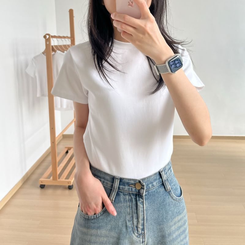 Crew T-Shirt Short-Sleeve Neck Plain