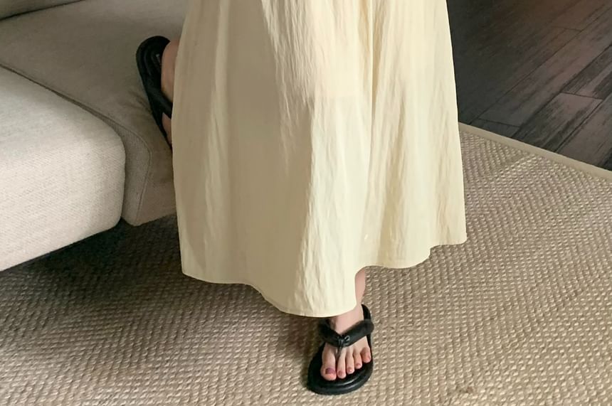 Waist A-Line Skirt Plain Maxi Elastic