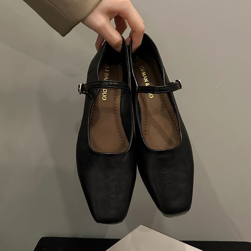 Square Toe Mary Jane Flats