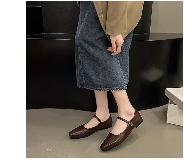 Square Toe Mary Jane Flats
