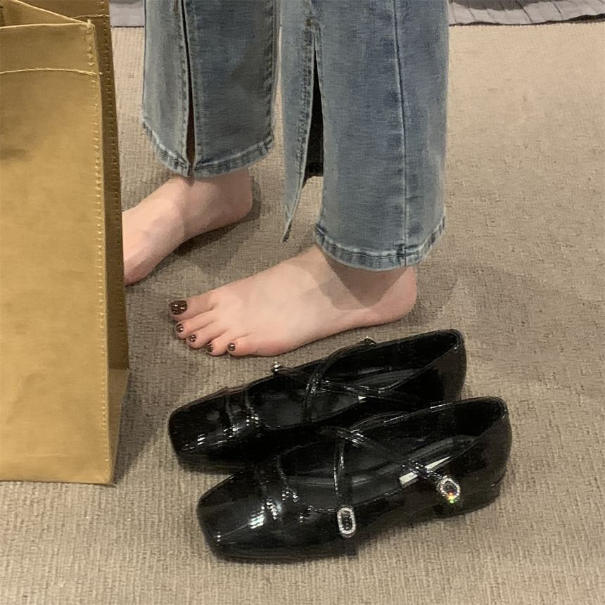 Square Toe Cross Strap Chunky Heel Mary Jane Shoes