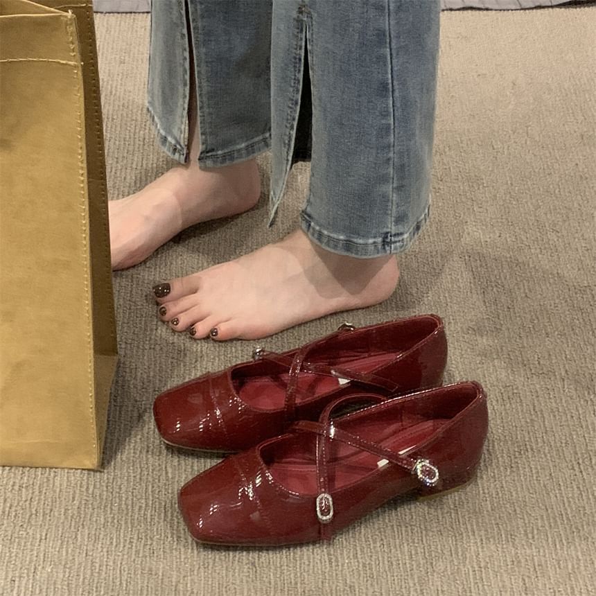 Square Toe Cross Strap Chunky Heel Mary Jane Shoes