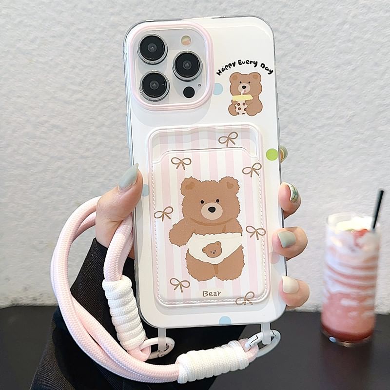 Bear Holder Phone Card Case Strap