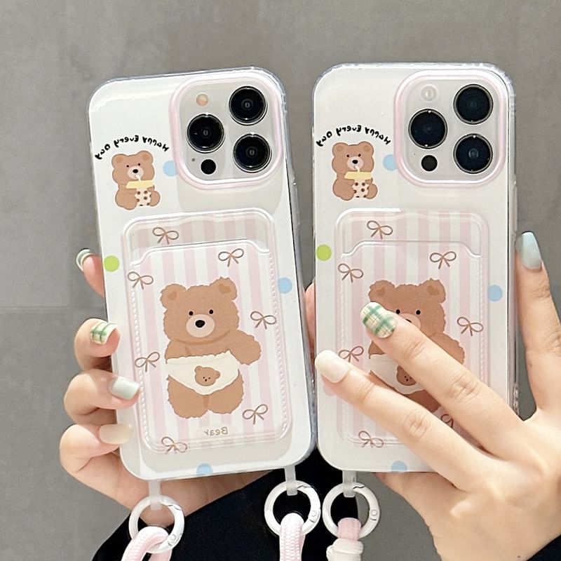 Bear Holder Phone Card Case Strap