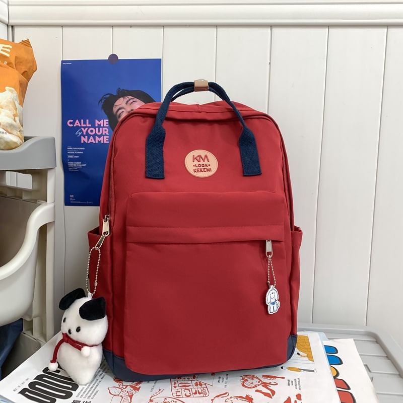 Applique Backpack Multi-Pocket