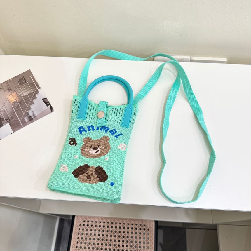 Knit Top Bag Crossbody Handle Print