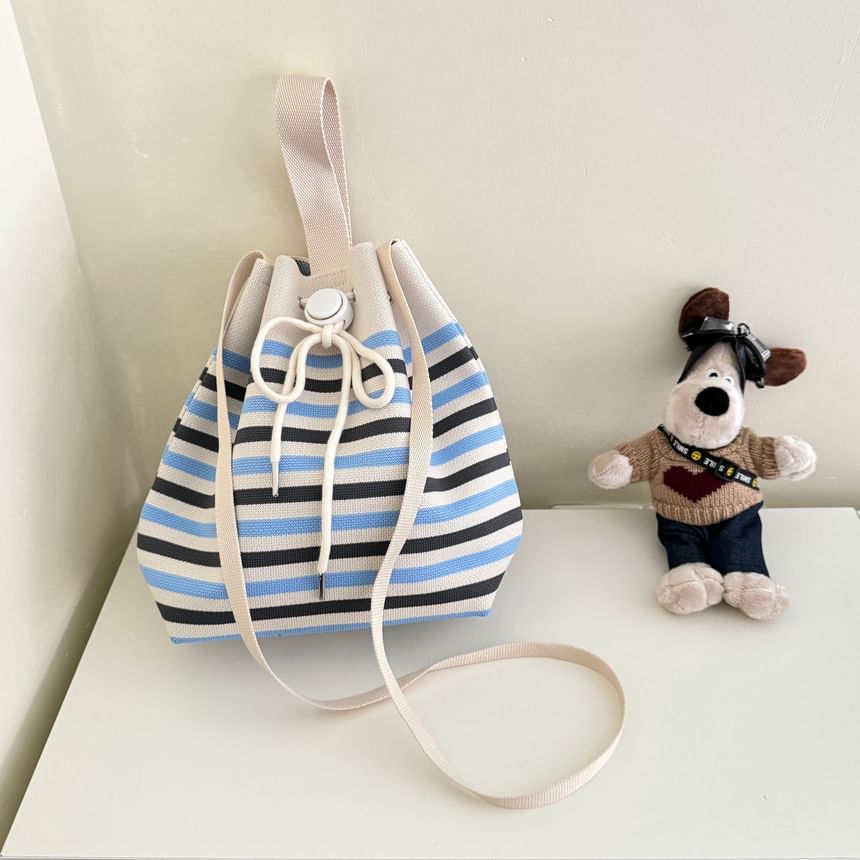 Bag Drawstring Patterned Knit Bucket