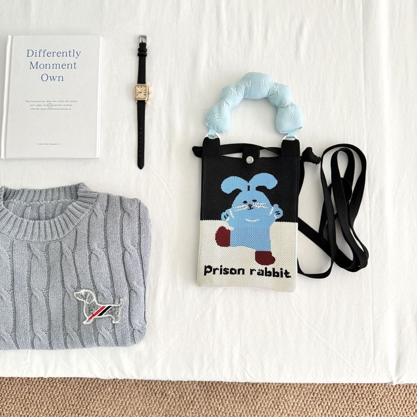 Donut Handle Print Top Cartoon Knit Bag Crossbody