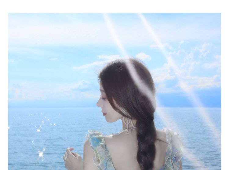 Floral Sleeveless V-Neck Sundress Maxi Cutout Ruffle