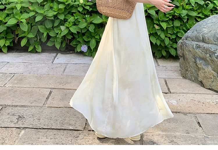 A-Line Strap Spaghetti Maxi Dress Plain