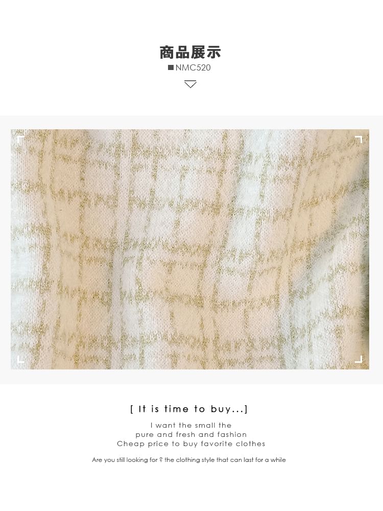 Pearl-Button Crew-Neck Tweed Jacket