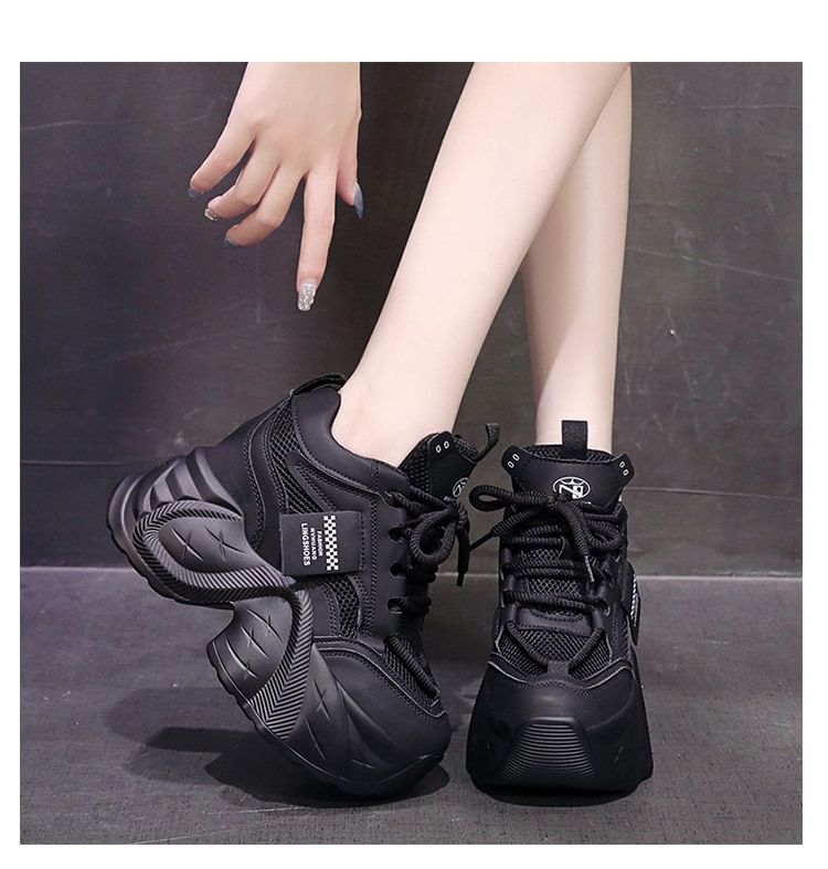 Sneakers Mesh Platform Lace-Up Panel