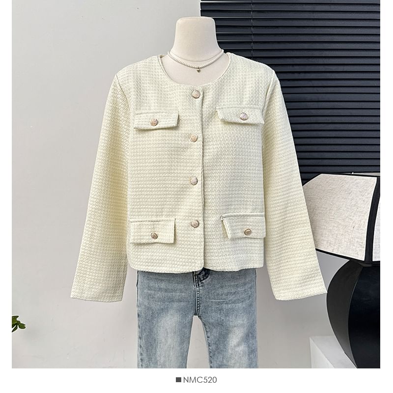 Crew-Neck Tweed Jacket