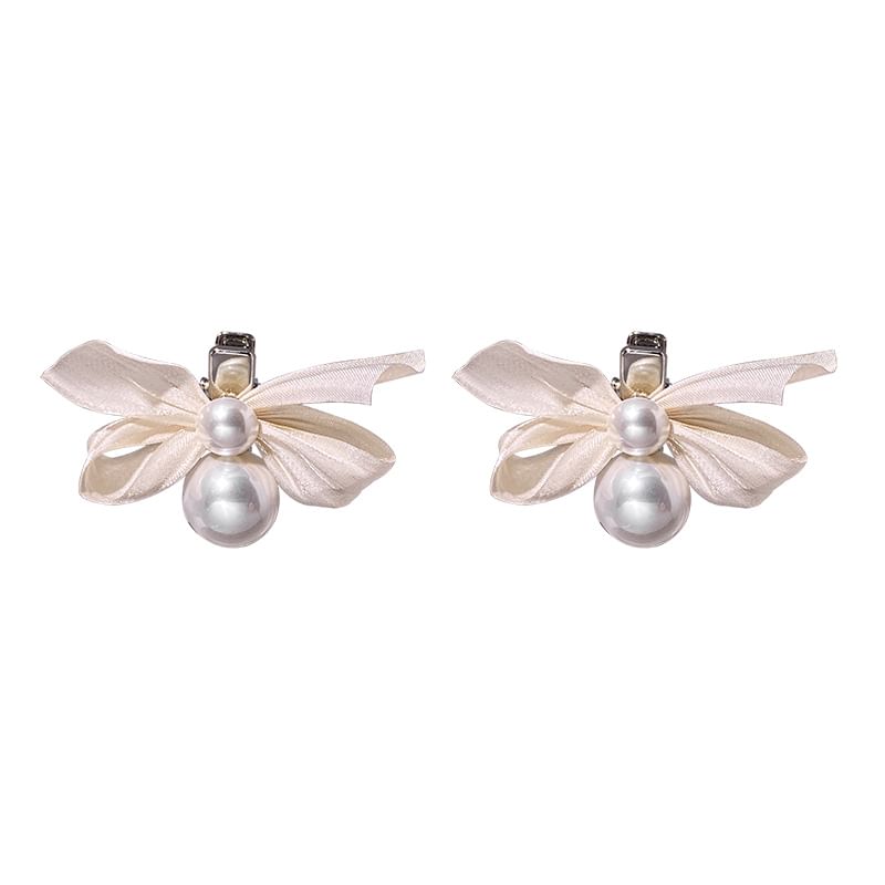 Ribbon Faux Pearl Hair Clip MK19988