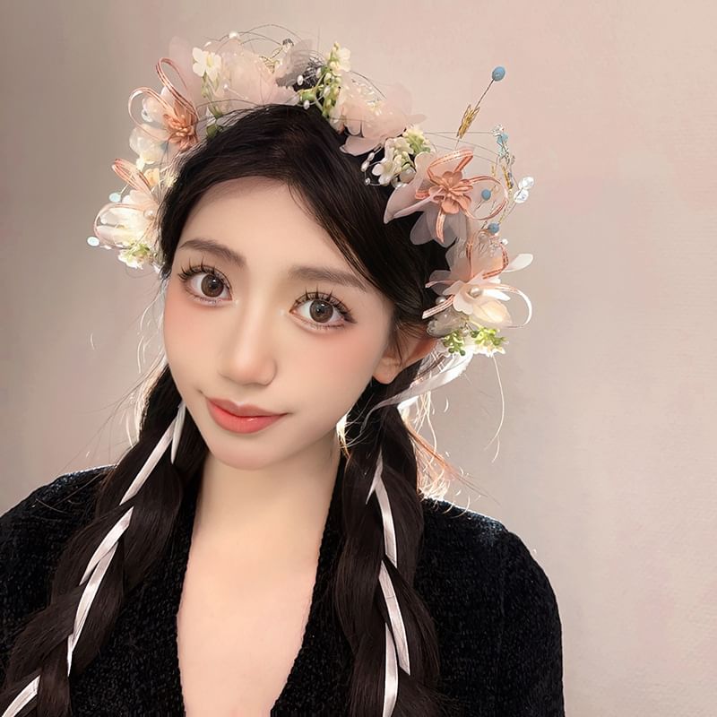 Floral Mesh Headband / Bracelet