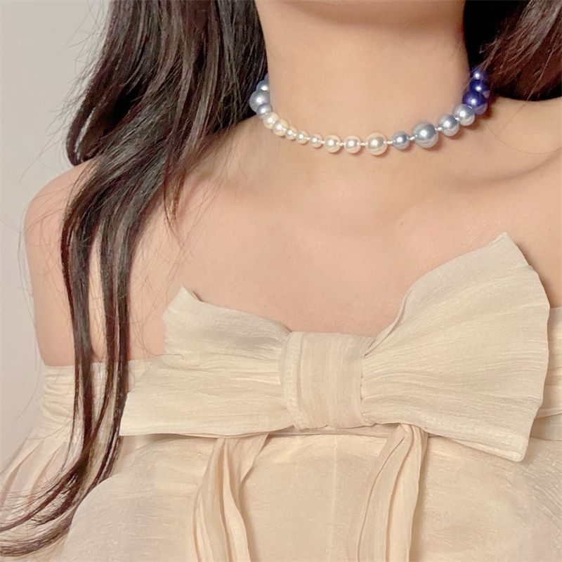 Faux Pearl Necklace Beaded