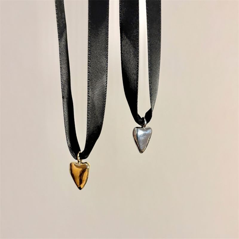 Scarf Necklace Heart Pendant