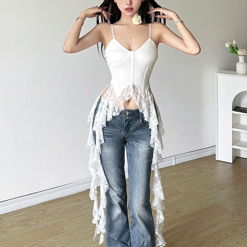 Ruffled Lace V-Neck Camisole
