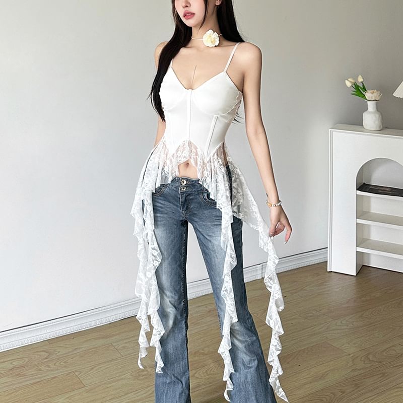 Ruffled Lace V-Neck Camisole