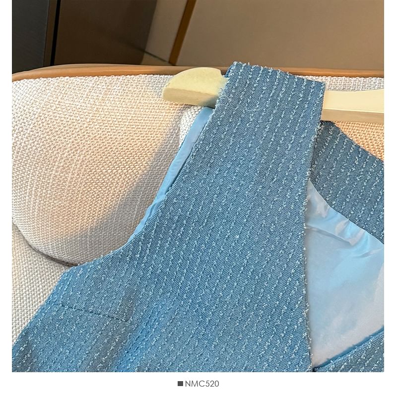 Tweed V-Neck Vest Jacket