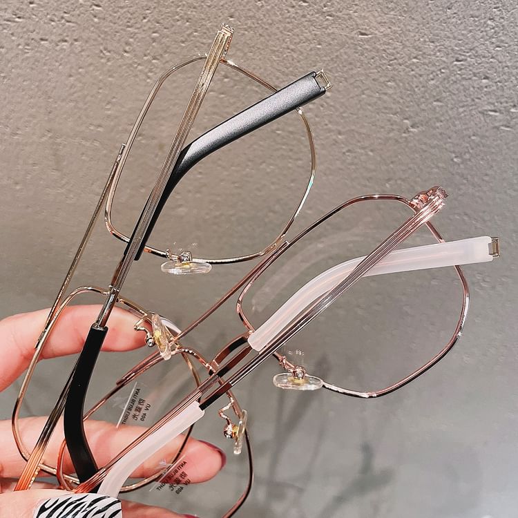 Metal Frame Glasses Light Blue Square Blocking