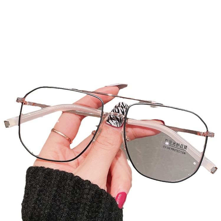 Metal Frame Glasses Light Blue Square Blocking