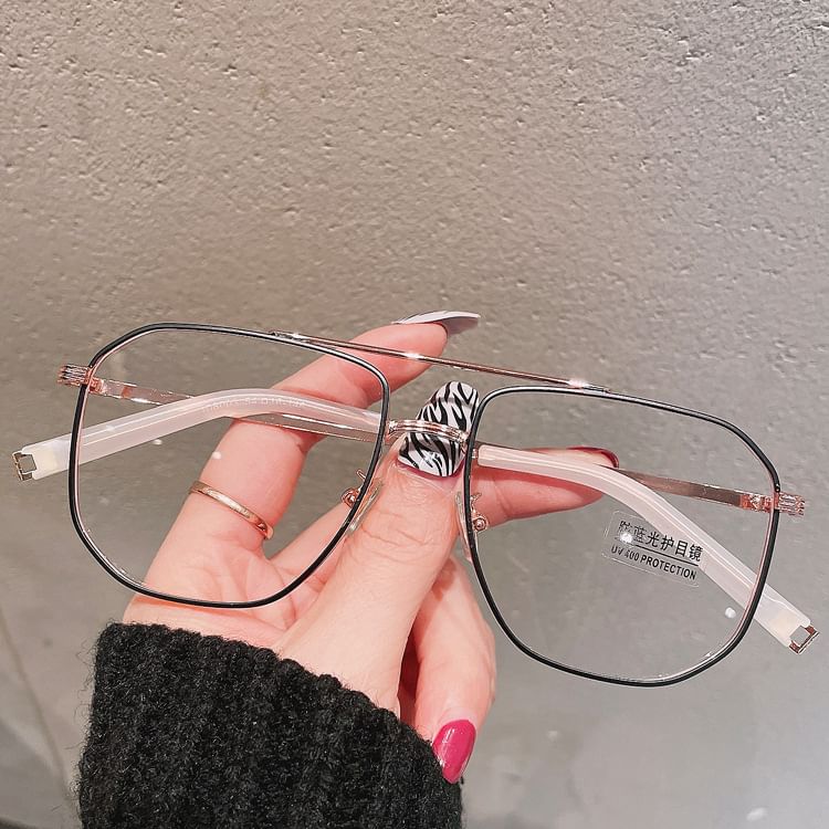 Metal Frame Glasses Light Blue Square Blocking
