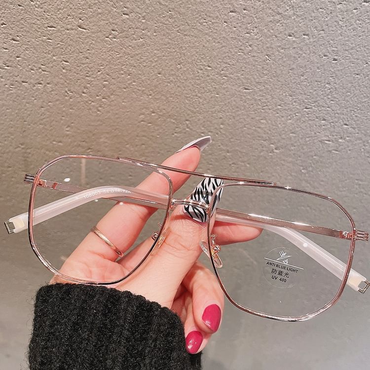 Metal Frame Glasses Light Blue Square Blocking