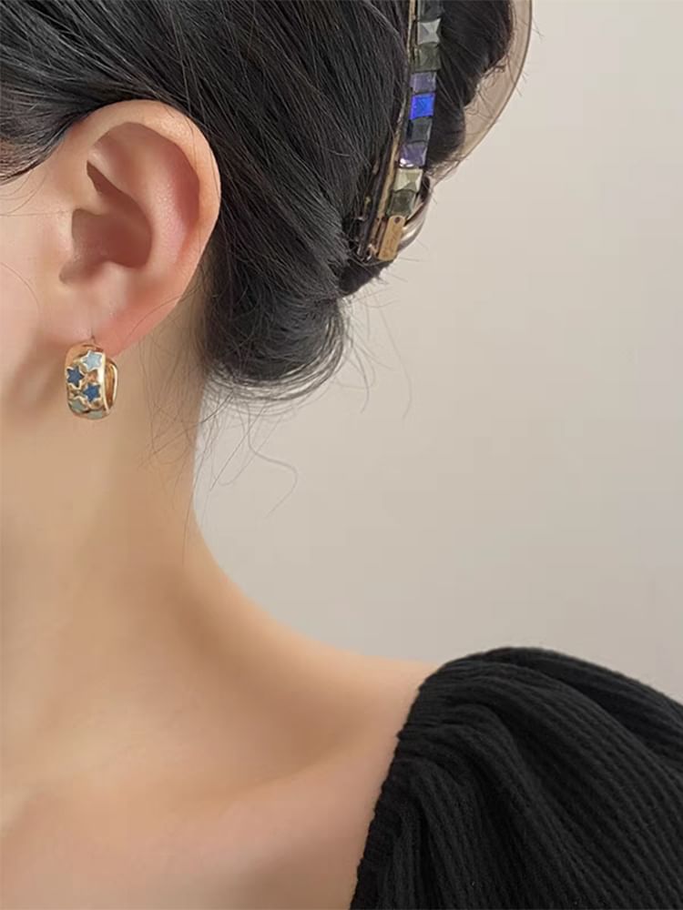 Earring Hoop Pattern Half Star