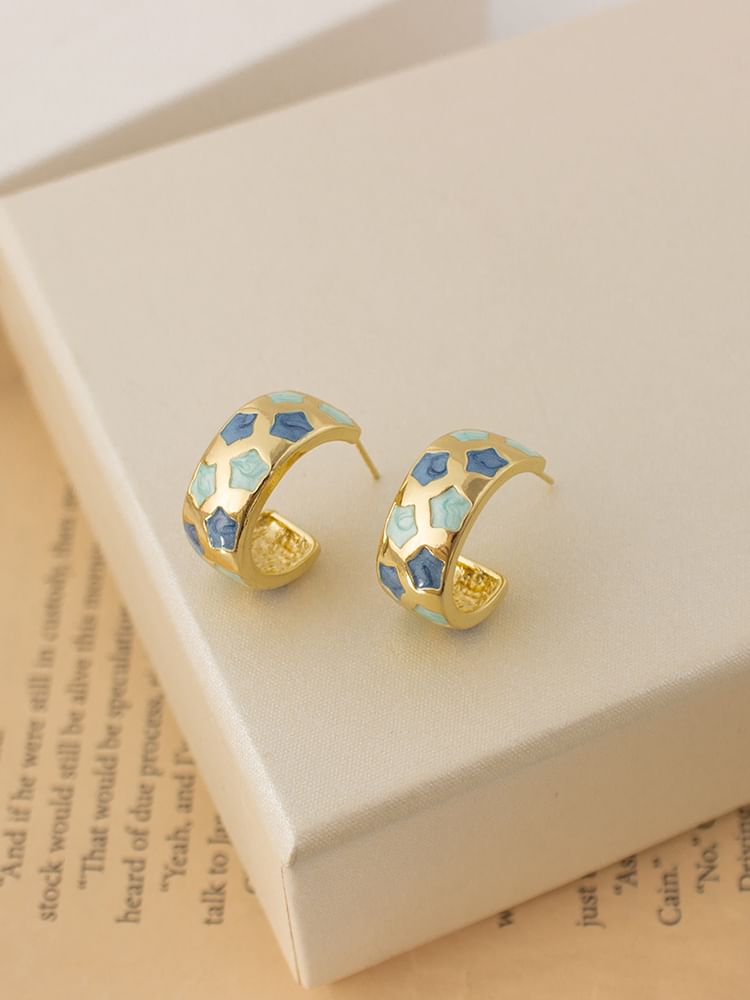 Earring Hoop Pattern Half Star