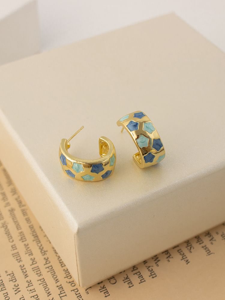 Earring Hoop Pattern Half Star