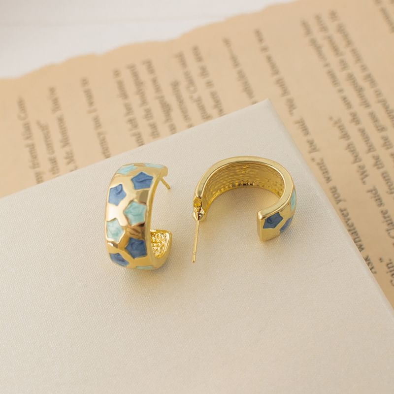 Earring Hoop Pattern Half Star