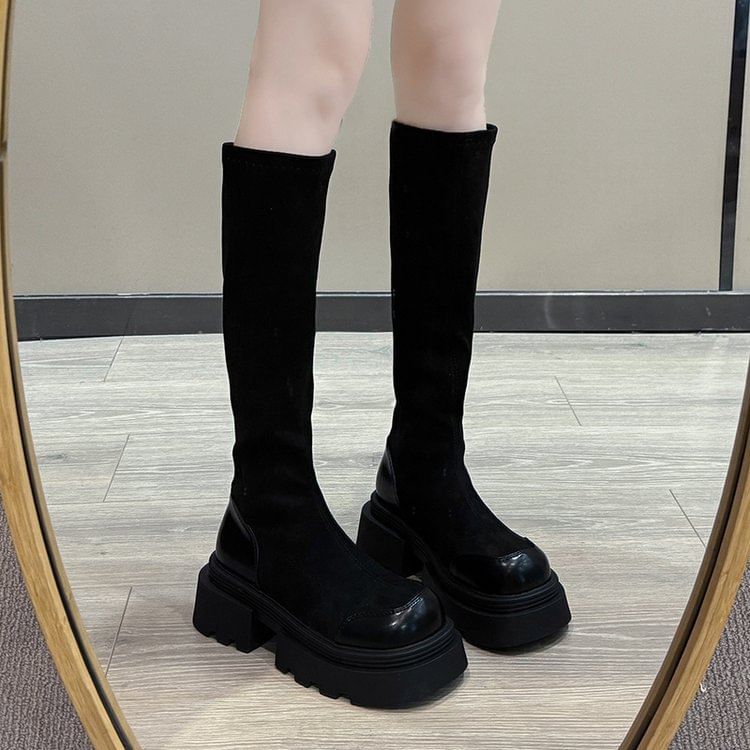 Platform Cap Toe Boots Tall