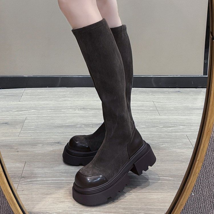 Platform Cap Toe Boots Tall