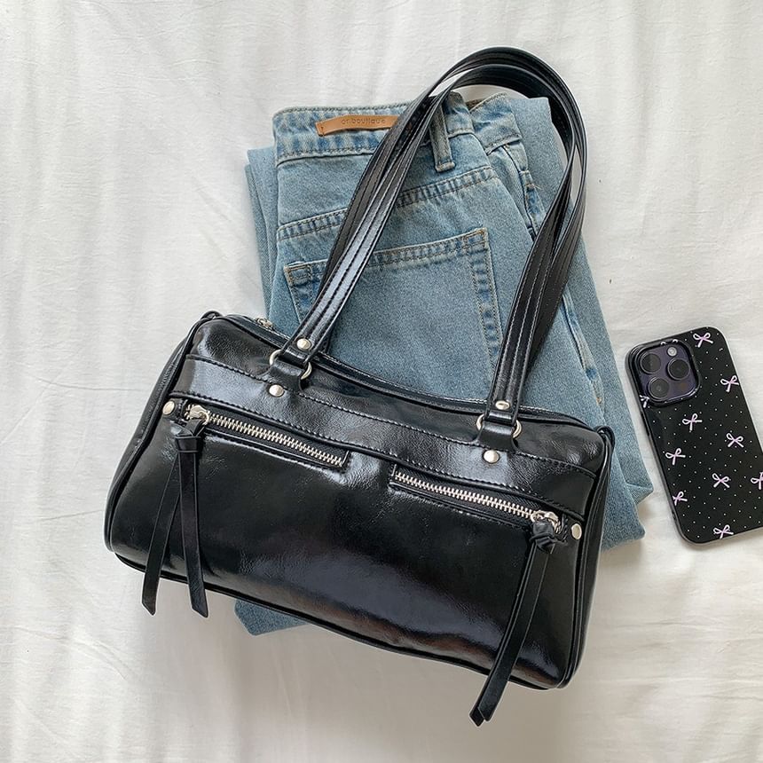 Bag Leather Faux Tote Plain